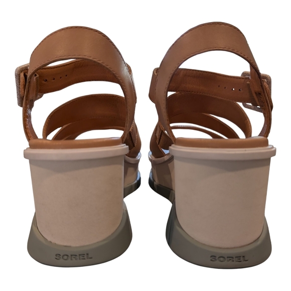 Sorel Beige and White Wedge Sandals - Picture 5 of 8